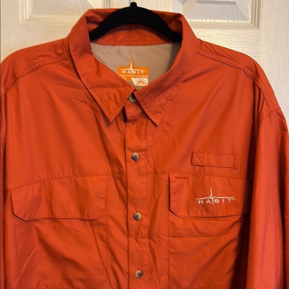 HABIT Casual Orange Button Down Shirt with Short Sleeves #258 - Picture 2 of 10